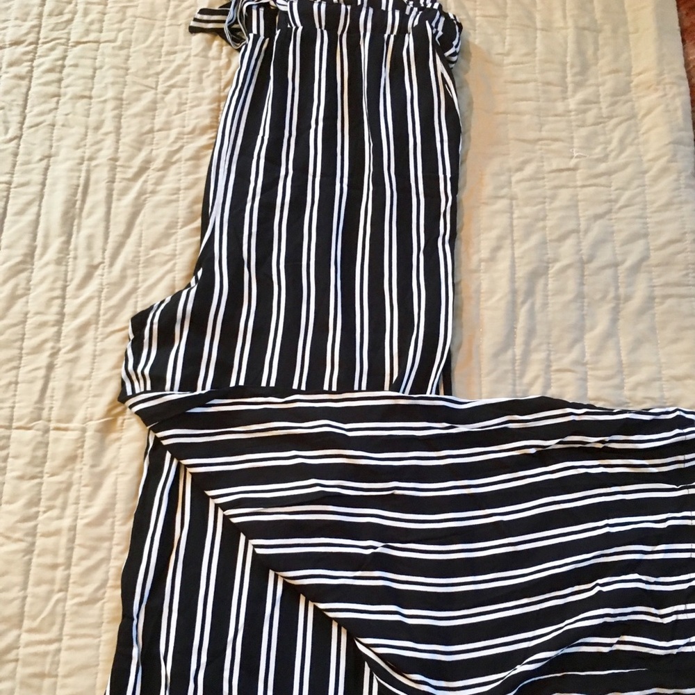 Black and white striped pants
